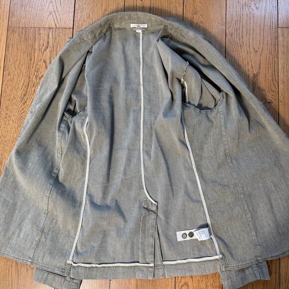 Standard James Perse Blazer SZ 2 Medium Linen Blend Three Button Army Green - Picture 7 of 12